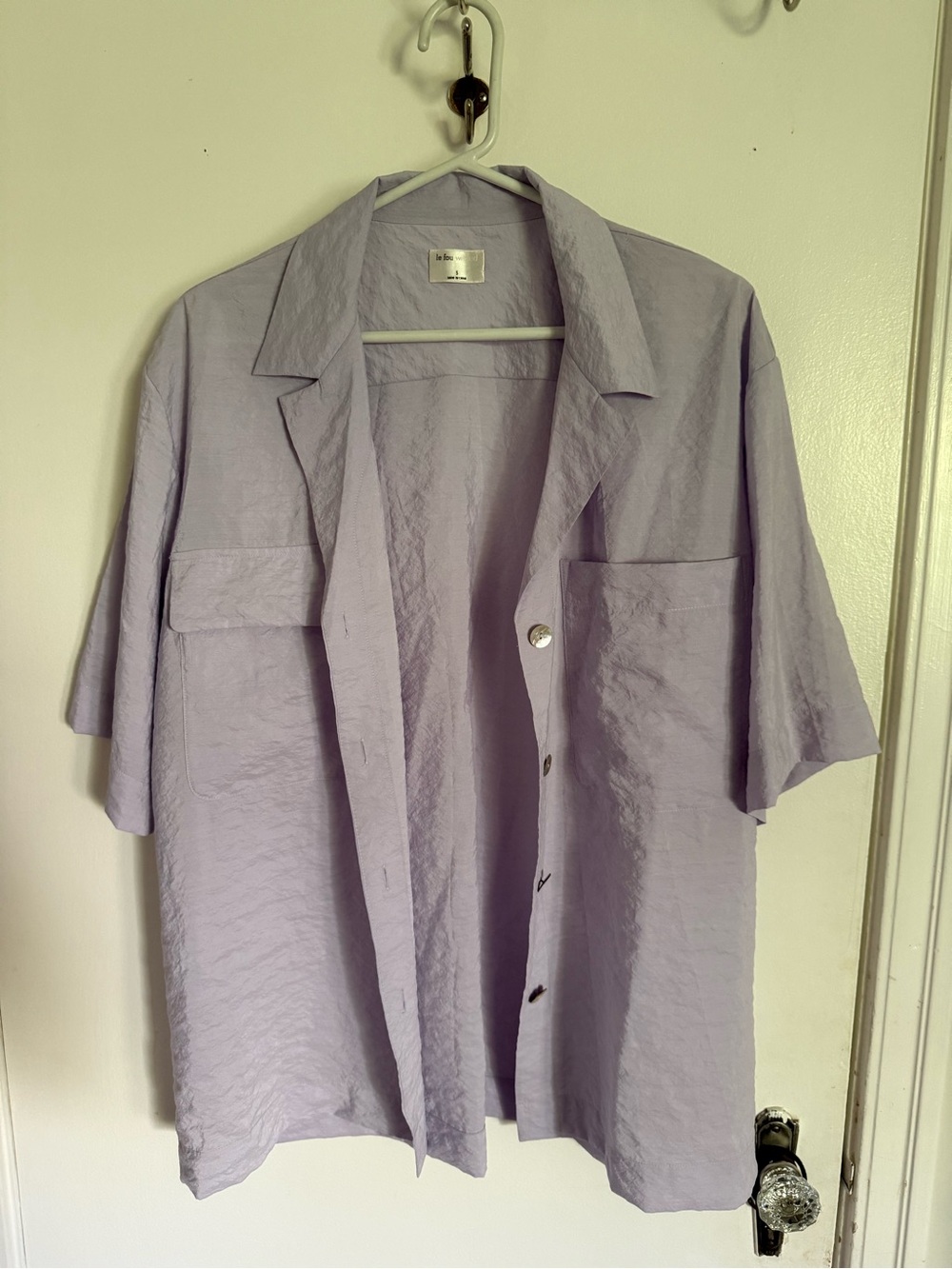 Aritzia oversized Lilac silk button up shirt NWT
